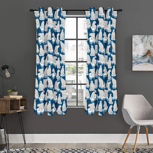 Polar Bear On Ice Pattern Print Curtain