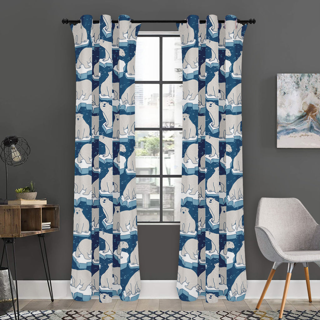 Polar Bear On Ice Pattern Print Curtain