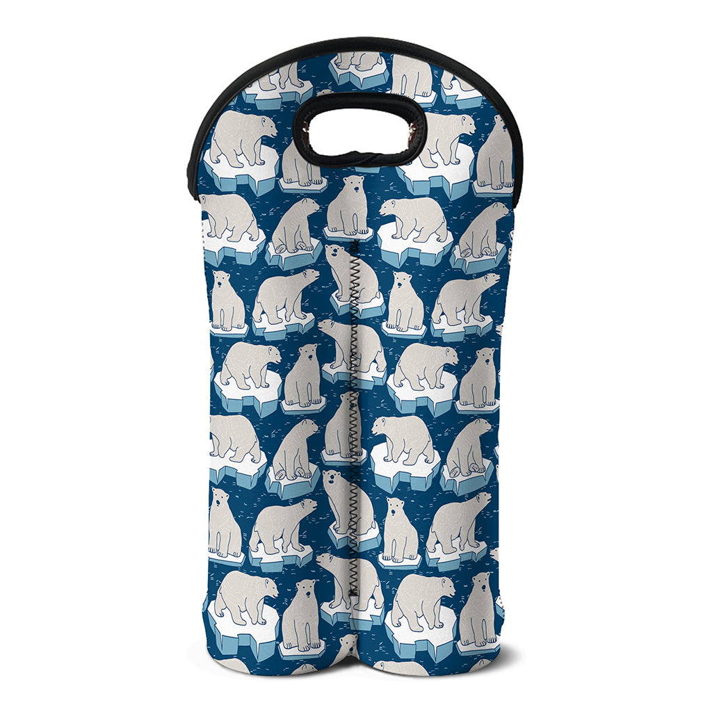 Polar Bear On Ice Pattern Print Double Neoprene Wine Tote