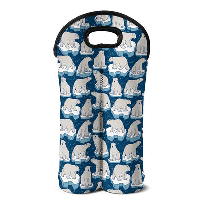 Polar Bear On Ice Pattern Print Double Neoprene Wine Tote