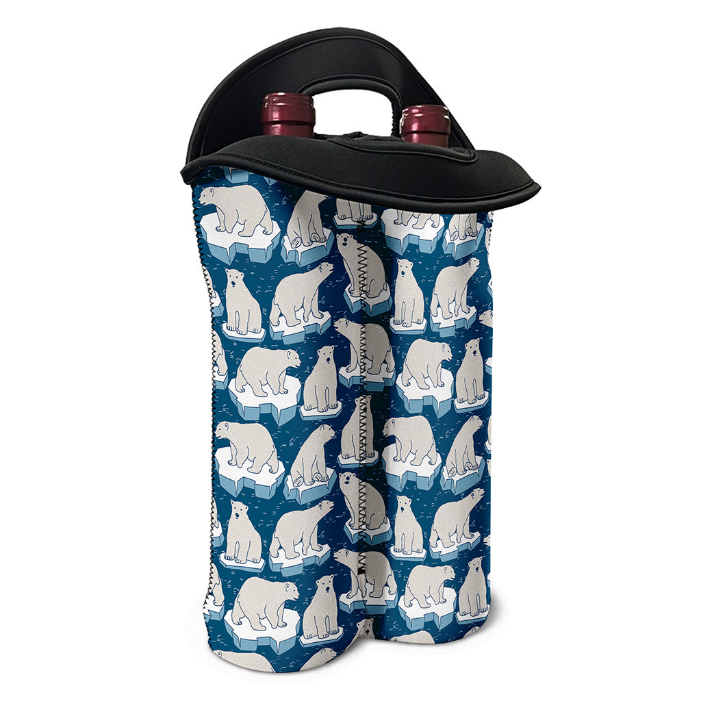 Polar Bear On Ice Pattern Print Double Neoprene Wine Tote