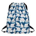 Polar Bear On Ice Pattern Print Drawstring Backpack