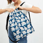 Polar Bear On Ice Pattern Print Drawstring Backpack