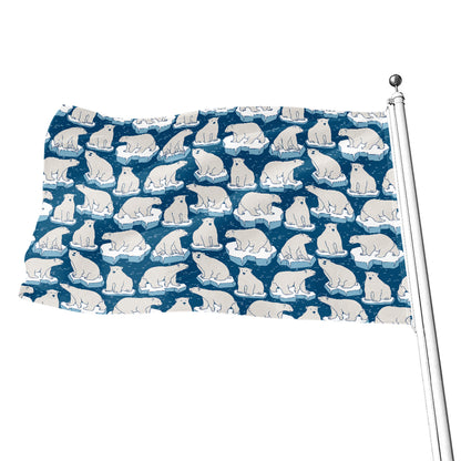 Polar Bear On Ice Pattern Print Flag