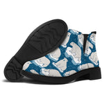 Polar Bear On Ice Pattern Print Flat Ankle Boots