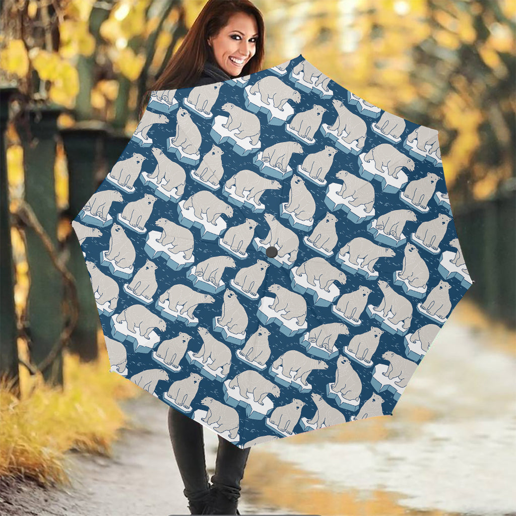 Polar Bear On Ice Pattern Print Foldable Umbrella