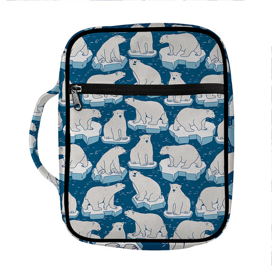 Polar Bear On Ice Pattern Print Front Pocket Bible Bag