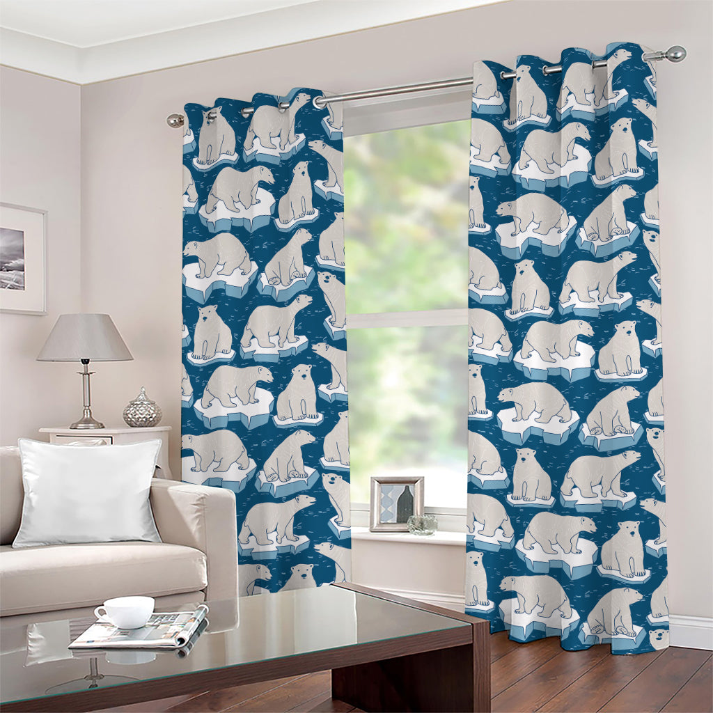 Polar Bear On Ice Pattern Print Grommet Curtains