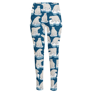 Polar Bear On Ice Pattern Print High-Waisted Pocket Leggings