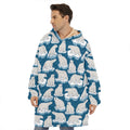 Polar Bear On Ice Pattern Print Hoodie Blanket