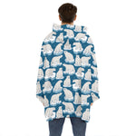 Polar Bear On Ice Pattern Print Hoodie Blanket