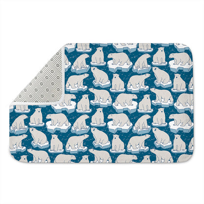 Polar Bear On Ice Pattern Print Indoor Door Mat