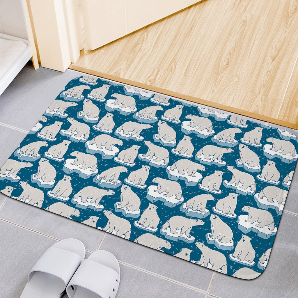 Polar Bear On Ice Pattern Print Indoor Door Mat