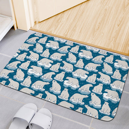 Polar Bear On Ice Pattern Print Indoor Door Mat