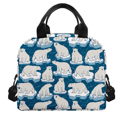 Polar Bear On Ice Pattern Print Insulated Lunch Bag