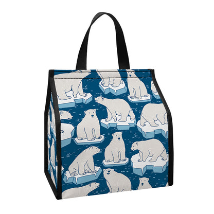 Polar Bear On Ice Pattern Print Insulated Lunch Tote