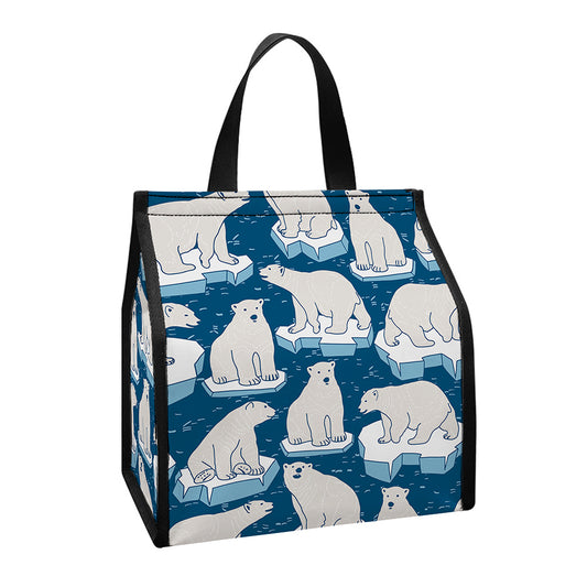 Polar Bear On Ice Pattern Print Insulated Lunch Tote