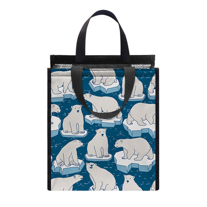 Polar Bear On Ice Pattern Print Insulated Lunch Tote