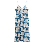 Polar Bear On Ice Pattern Print Jersey Midi Cami Dress