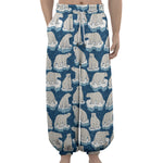 Polar Bear On Ice Pattern Print Lantern Pants