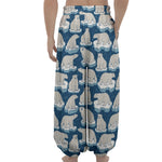 Polar Bear On Ice Pattern Print Lantern Pants