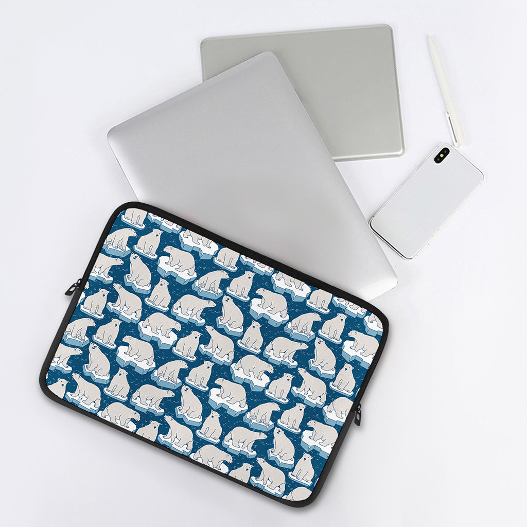 Polar Bear On Ice Pattern Print Laptop Sleeve