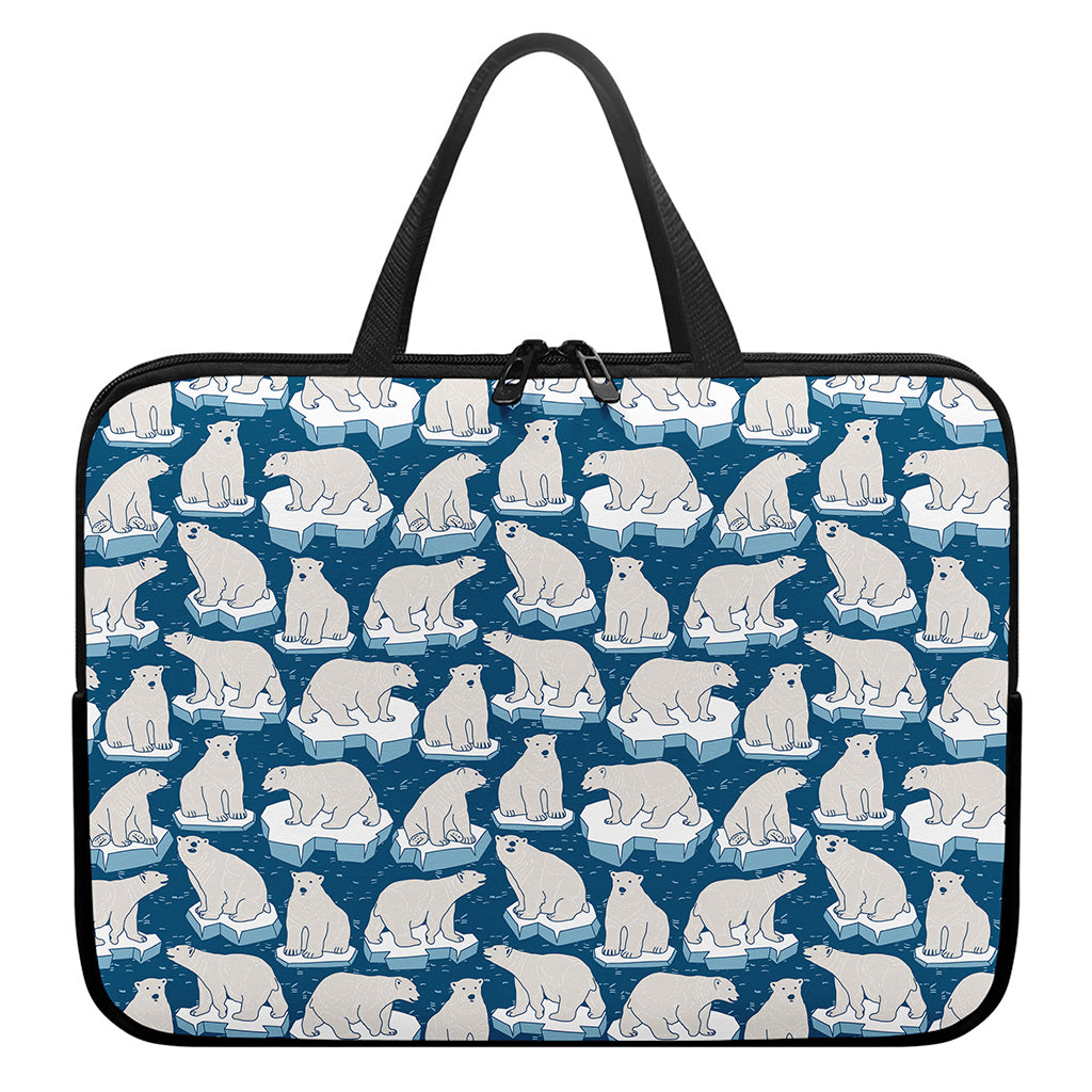 Polar Bear On Ice Pattern Print Laptop Sleeve With Handle