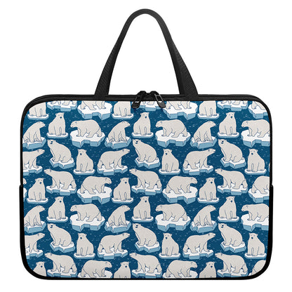 Polar Bear On Ice Pattern Print Laptop Sleeve With Handle