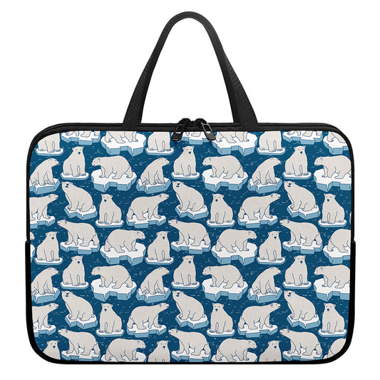 Polar Bear On Ice Pattern Print Laptop Sleeve With Handle