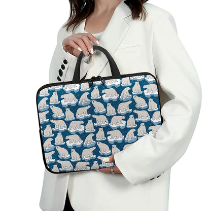 Polar Bear On Ice Pattern Print Laptop Sleeve With Handle