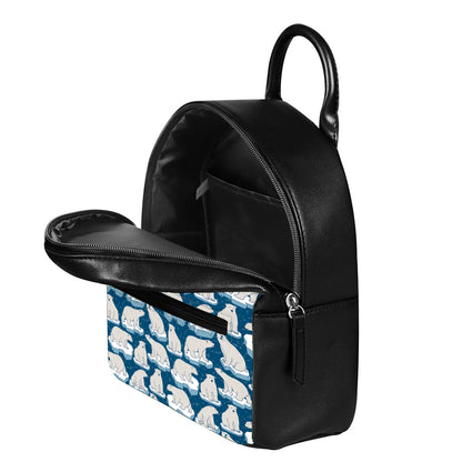 Polar Bear On Ice Pattern Print Leather Backpack