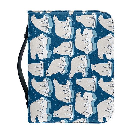 Polar Bear On Ice Pattern Print Leather Bible Cover