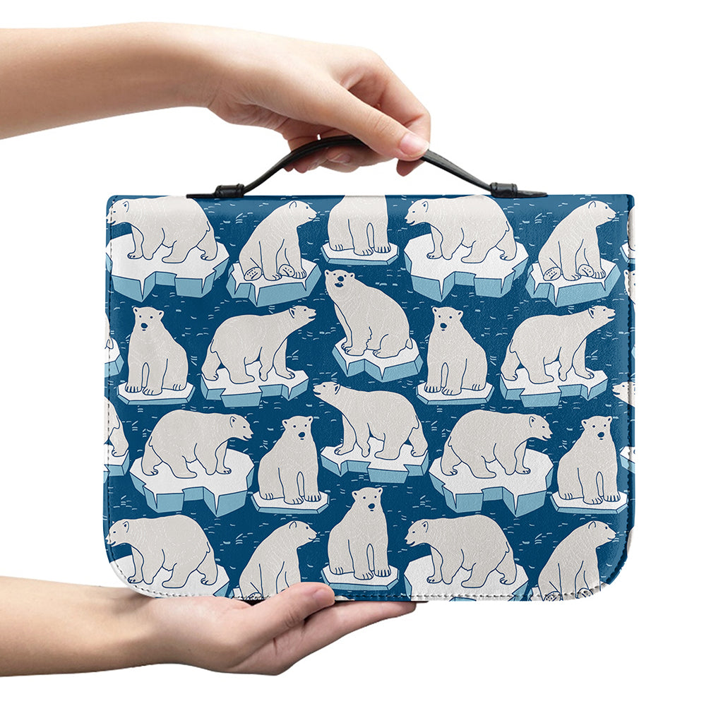 Polar Bear On Ice Pattern Print Leather Bible Cover