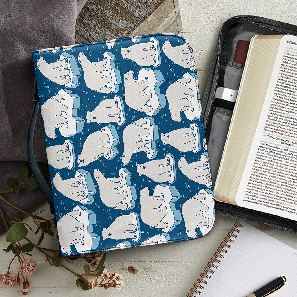 Polar Bear On Ice Pattern Print Leather Bible Cover