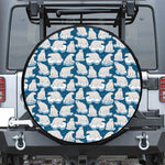 Polar Bear On Ice Pattern Print Leather Spare Tire Cover