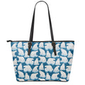 Polar Bear On Ice Pattern Print Leather Tote Bag With Zipper