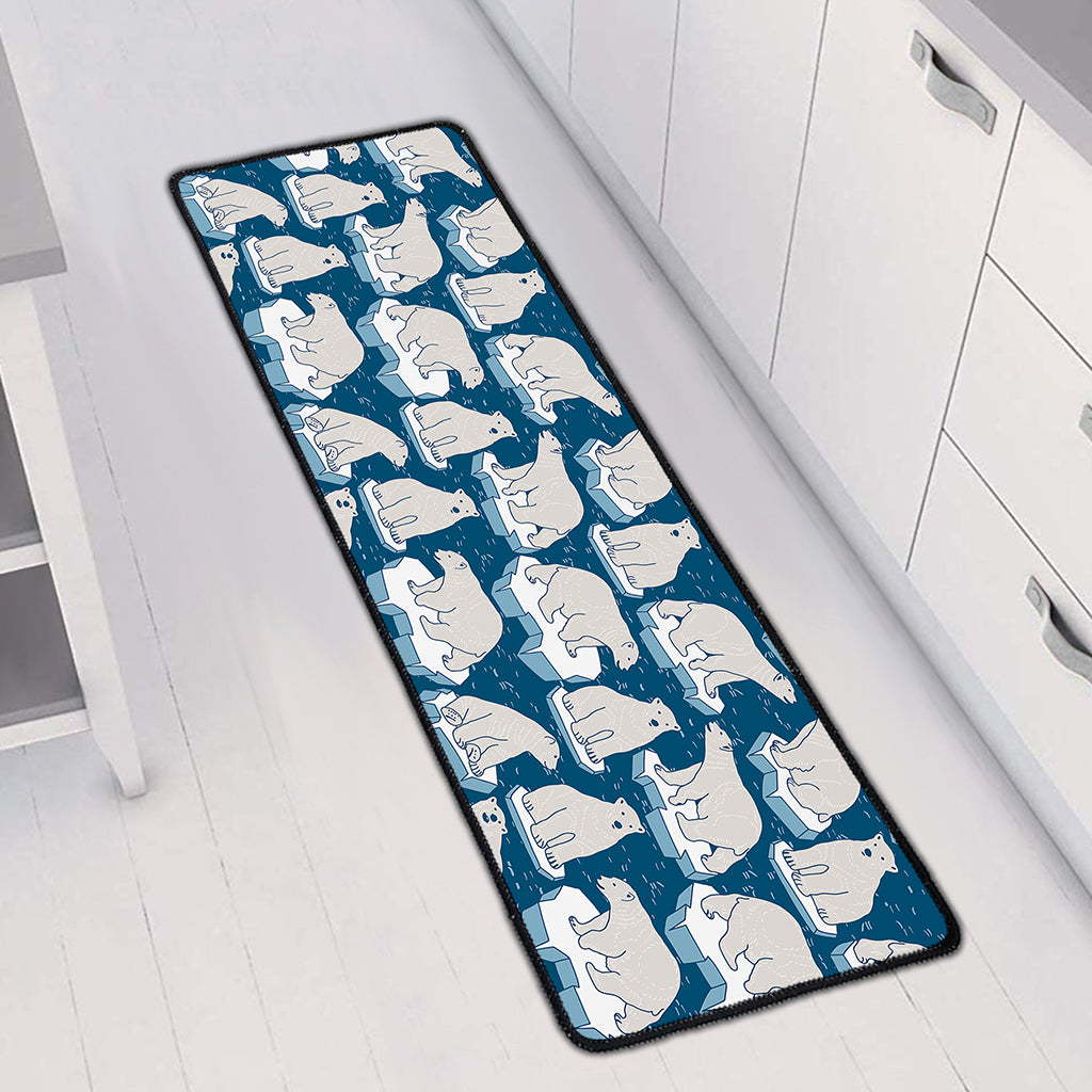 Polar Bear On Ice Pattern Print Long Kitchen Mat
