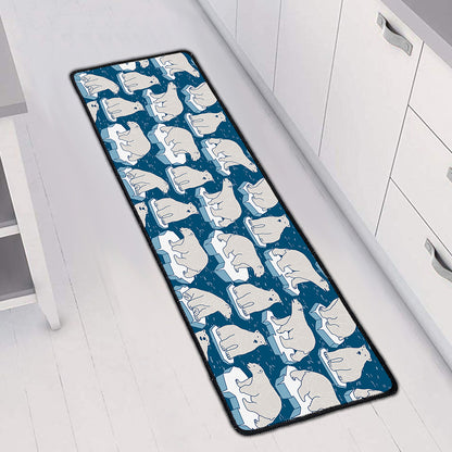 Polar Bear On Ice Pattern Print Long Kitchen Mat