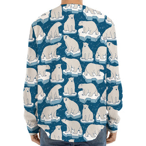 Polar Bear On Ice Pattern Print Long Sleeve Baseball Jersey