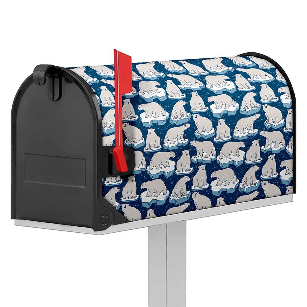 Polar Bear On Ice Pattern Print Mailbox Cover