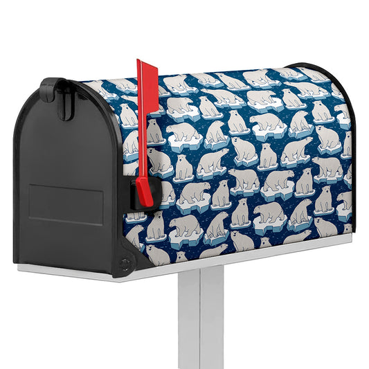 Polar Bear On Ice Pattern Print Mailbox Cover