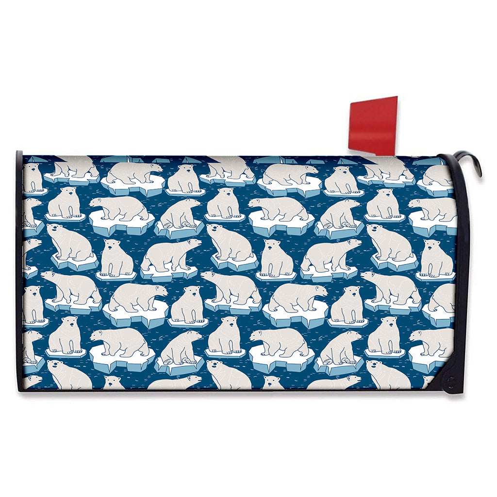 Polar Bear On Ice Pattern Print Mailbox Cover