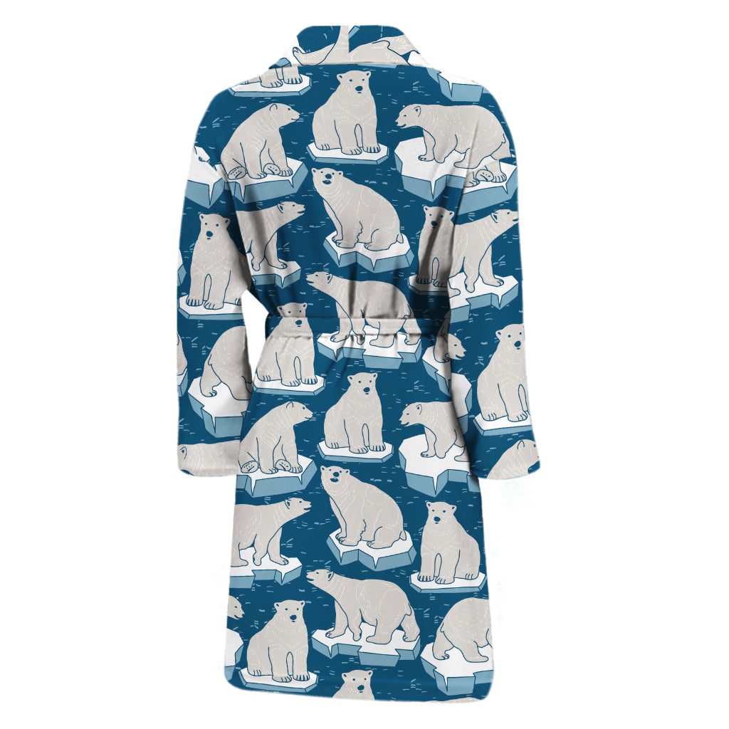 Polar Bear On Ice Pattern Print Men's Bathrobe
