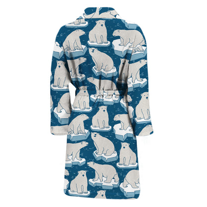 Polar Bear On Ice Pattern Print Men's Bathrobe