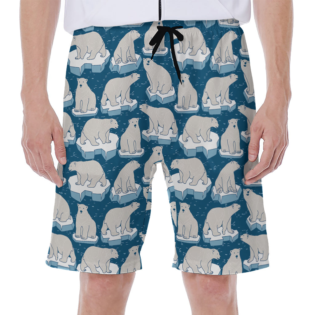 Polar Bear On Ice Pattern Print Men's Beach Shorts