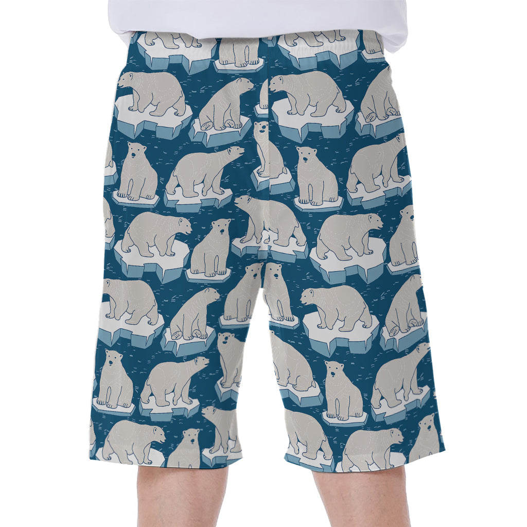 Polar Bear On Ice Pattern Print Men's Beach Shorts