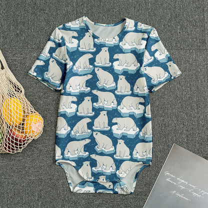Polar Bear On Ice Pattern Print Men's Bodysuit