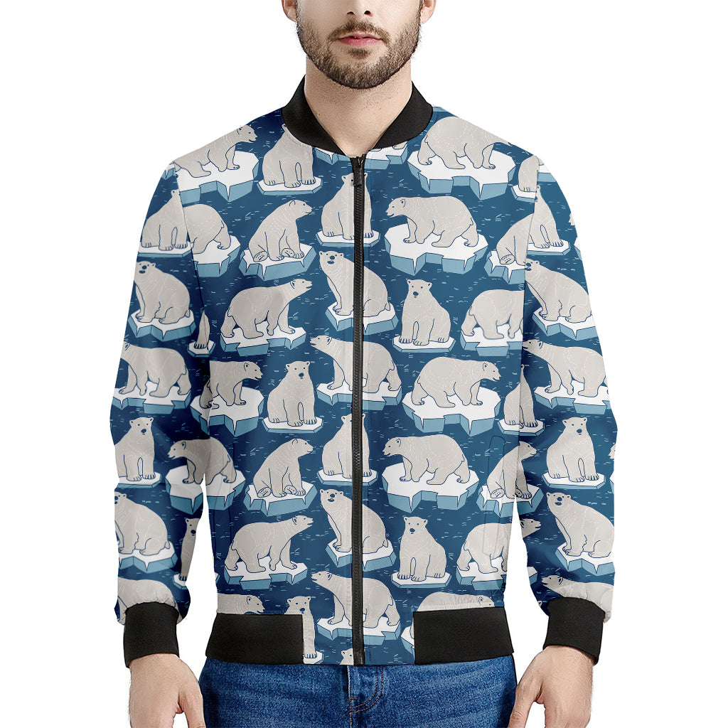 Polar Bear On Ice Pattern Print Men's Bomber Jacket
