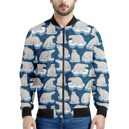 Polar Bear On Ice Pattern Print Men's Bomber Jacket