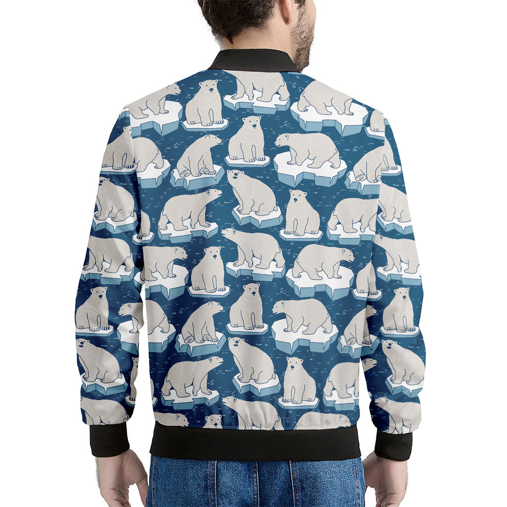 Polar Bear On Ice Pattern Print Men's Bomber Jacket